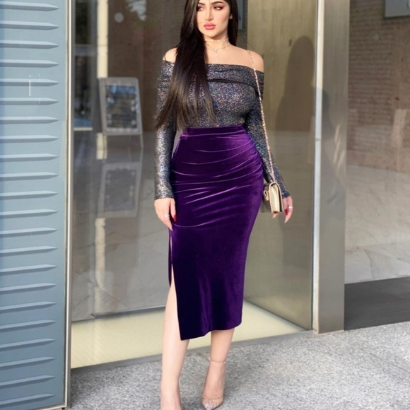 Zara 2 pieces velvet skirt + crop top Co-ord set - Picture 6 of 14